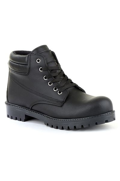 Evojean Μαύρες δερμάτινες καθημερινές μπότες Unisex ανθεκτικές στο κρύο 601