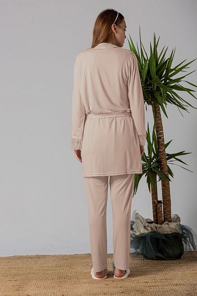 ByLohusa Effortt Brown Maternity Pajama Set with Dressing Gown