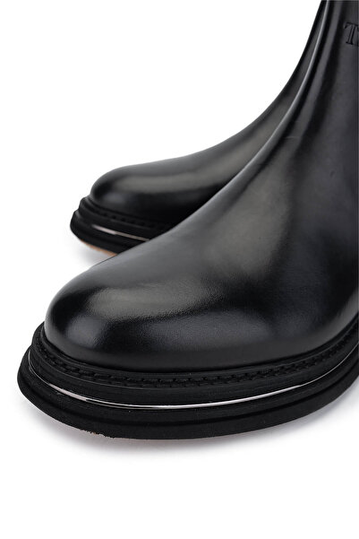 Tamer Tanca Erkek Hakiki Deri Siyah Analin Casual Bot