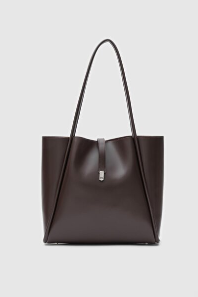 Shule Bags حقيبة كتف تشيستر قابلة للقفل باللون البني المر