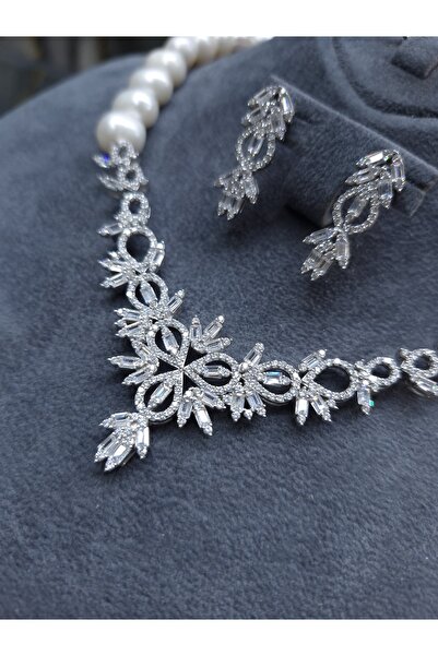 AKYILDIZ İNCI SET TAKIM 925 AYAR GÜMÜŞ SET