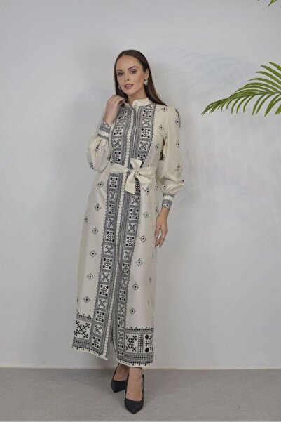 jennyfer garment İTHAL POPLİN KUMAŞ KUŞAK DETAYLI ELBİSE