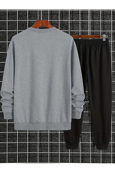 YOHO SPORT Eşofman Takımı Gülen yüz baskılı Unisex kışlık Kalın pamuklu Sweatshirt ve Eşofman altı 2' li set