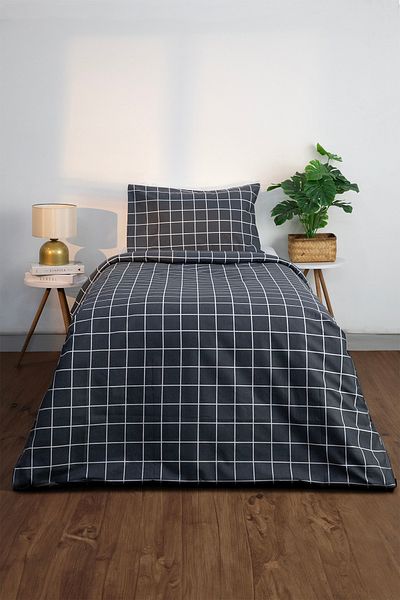 FAVORA Anthracite Bikare Basic Cotton Ranforce Σετ Παπλωματοθήκη Μονή