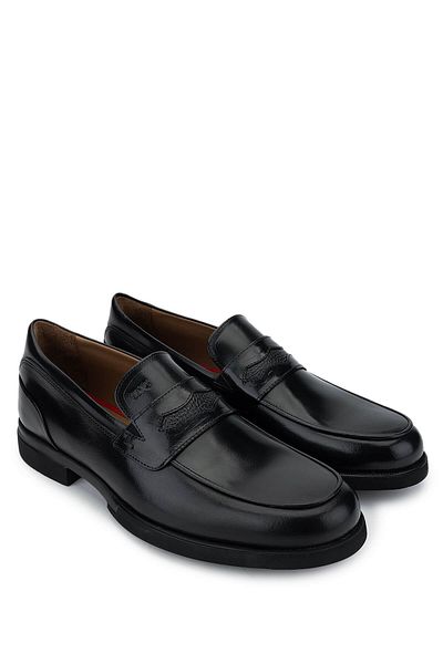 Tamer Tanca Genuine Leather Black Men's Loafer Shoes