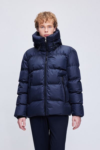 Hatemoğlu Φουσκωτό παλτό με κουκούλα με κουκούλα Navy Blue Dynamic Fit