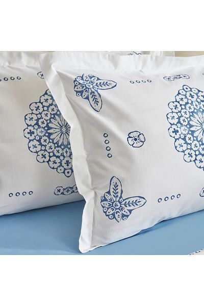 Karaca Home Ida blau 100% Baumwolle Doppelbett-Bettwäsche-Set