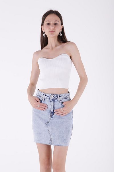 RICHMOST Richmost Women's Mini Denim Skirt - Stitching Detail, Pocket, Snow Light Blue, 4 Seasons