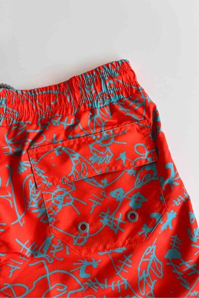 AYYILDIZ 845 Чоловічі морські шорти з помаранчево-синім візерунком