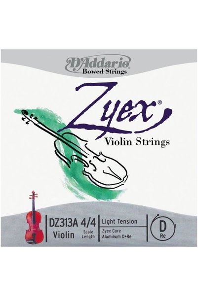 Daddario DZ313A KEMAN TEK TEL, ZYEX, 4/4 , MEDIUM TENSION, (RE ALU Keman Tel Zyex Med.kemanalum D Re