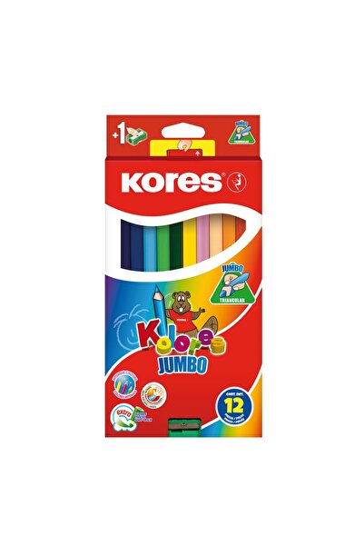 kores Kuru Boya Jumbo 12 Li Üçgen Kalemtraş