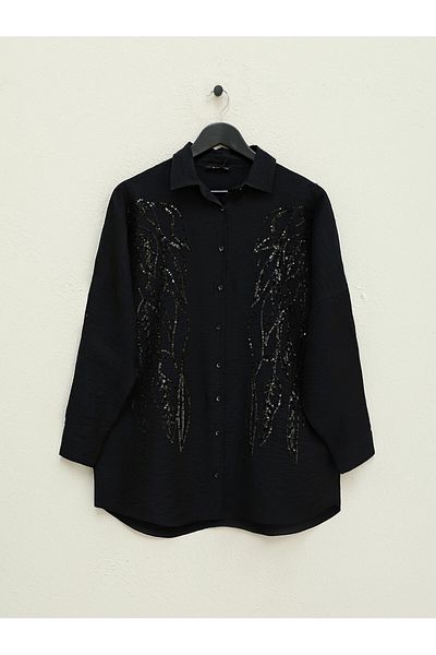 Modamorfo Sequined Leaf Patterned Shirt