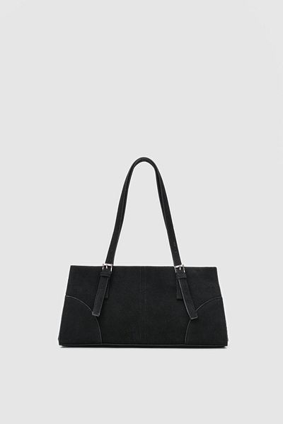 Shule Bags Geantă Andrea din piele intoarsa Baguette Neagra