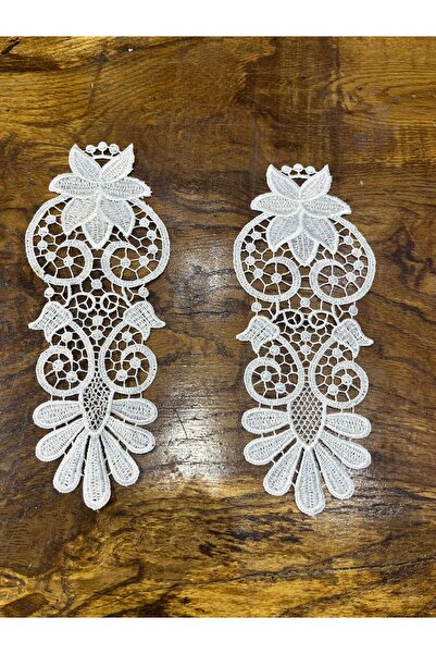 Gönülden Tasarım 25x10 cm beli vezeni gipure aplikacije za šivenje - 2 KOMADA