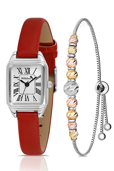 Polo Air Romen Rakamlı Deri Kordon Kadın Kol Saati Dorika Bileklik Kombin Kır...