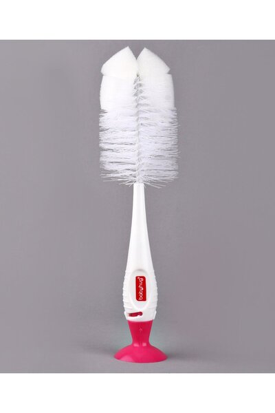 Babyhug فرشاة تنظيف الزجاجات والحلمات 2 في 1 خالية من مادة BPA، وردية اللون - من عمر 0 ​​إلى 24 شهرًا