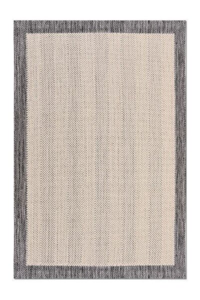 Halımax Crea Halı Andora AS02 Gri Bordürlü Balık Sırtı Hasır Dokulu Sisal Halı Mutfak Halısı Yolluk