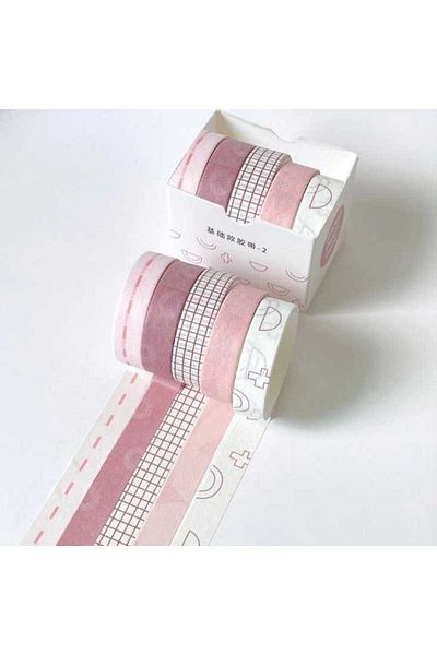 Limmy Vintage Washi Tape Tape Τυπωμένη αυτοκόλλητη ταινία με μοτίβο χαρτί κάλυψης 5 τμχ - Geometric N2