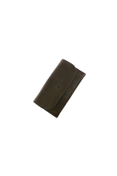HELMBROOK Голям дамски портфейл Charlotte от естествена кожа - каки, ​​с цип и RFID защита