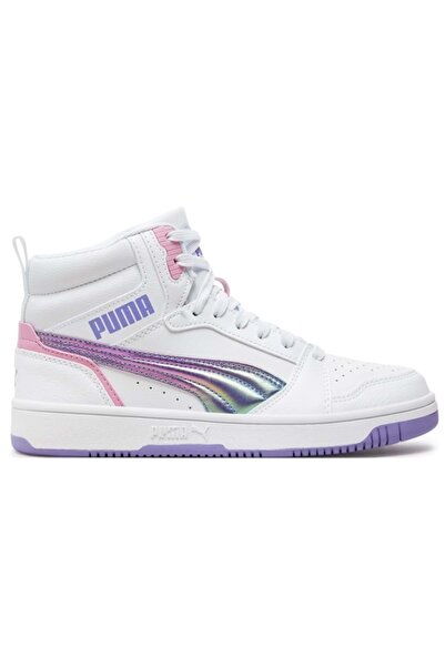 Puma Rebound V6 Mid Bouncy Sky Jr 398725-01 High-Top Unisex Sports Shoes White
