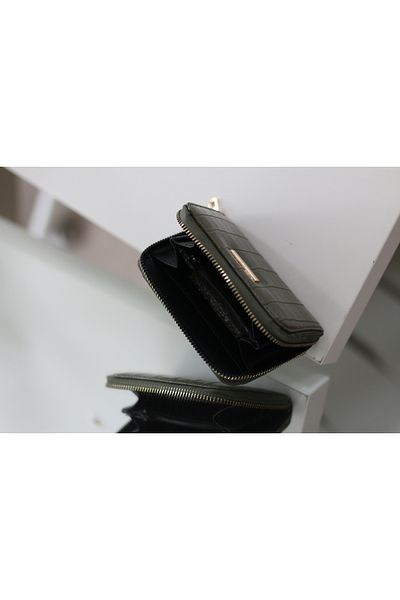 Moom Bag Portofel de damă Kaki Crocodile Mini suport card