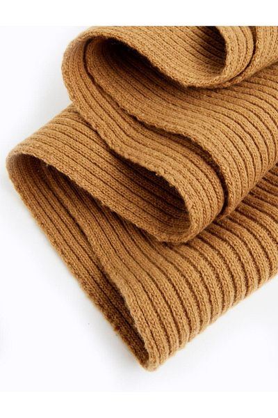 Jimmy Key Brown Stripe Patterned Wool Scarf