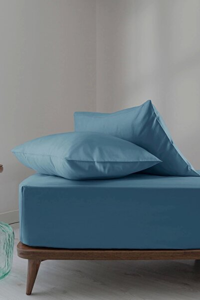 İssimo Home Simply Sky Blue Cotton Satin Fitted Set 100*200/50*70
