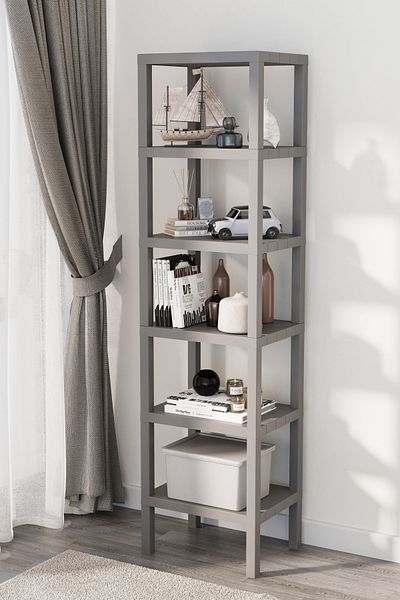 Omaş Household Product Ombeg Vesken Decorative 6 Compartments Plastic Multi-Purpose Bathroom Organizer Flower Pot Bookshelf Anthracite