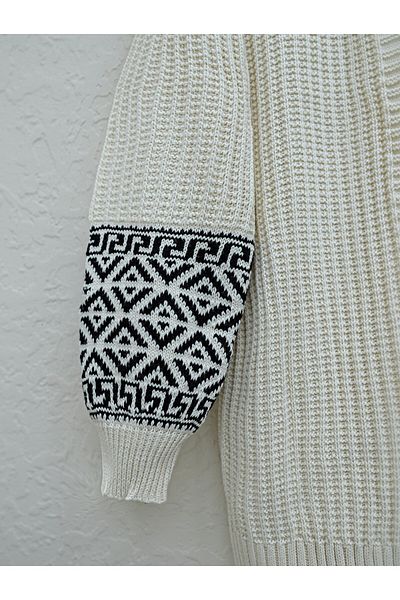 Modamorfo Sleeve Patterned Knitwear Cardigan -Cream