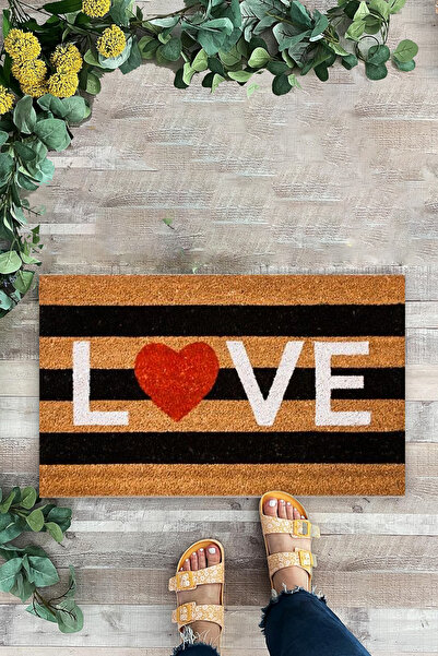 KARMAT Covoraș cu dungi Love - ușă interioară și exterioară, decorativă și imprimată digital
