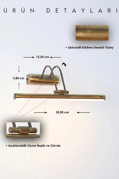 Voxify Eskitme Desenli Pilli Flüt Aplik Tablo Aydınlatma Banyo Ayna Üstü Aydınlatma