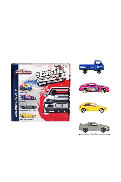 HOT WHEELS MAJORETTE 5 CARS İNCL. TUNİG PARTS İNCLUDET (SÜPRİZ GT-R R34)