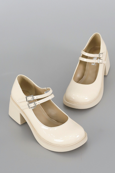 Mamito Ayakkabı RC 2105 Подвійний ремінець, деталізовані високі підбори, мокасини