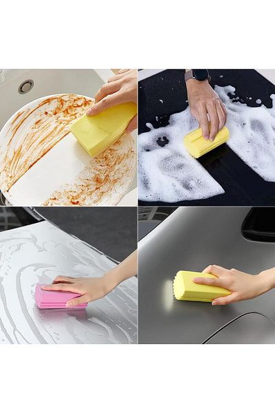 MN KRİSTAL 3Pcs Magic Moist Sponge Water Absorbing Dishwashing Sponge and Brush Kitchen Cleaning Sponge