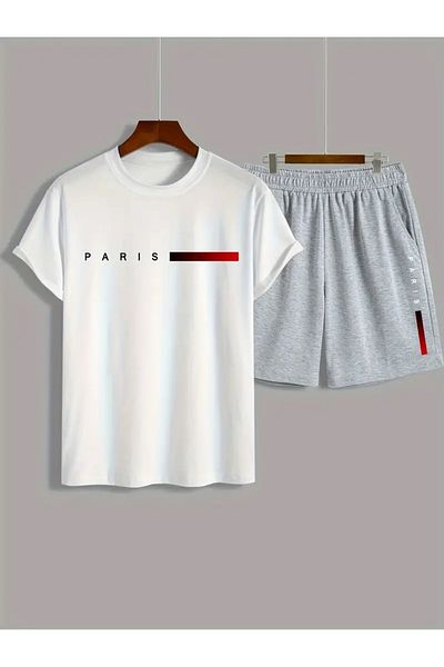 YOHO SPORT Paris Printed Unisex Oversize T-shirt και σορτς - Σετ συνδυασμού 2 τεμαχίων