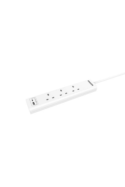 Philips 3 UK AC, no switch, 2M
2 x Type A USB (2.4A)
Child Safety Shutter
BS Plug with fuse