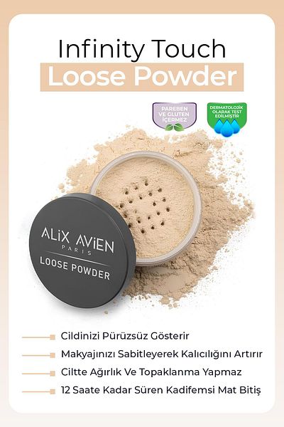 Alix Avien 04 Desert Sand - Silky Powder Powder, Fixer Matte Finish, Loose Powder