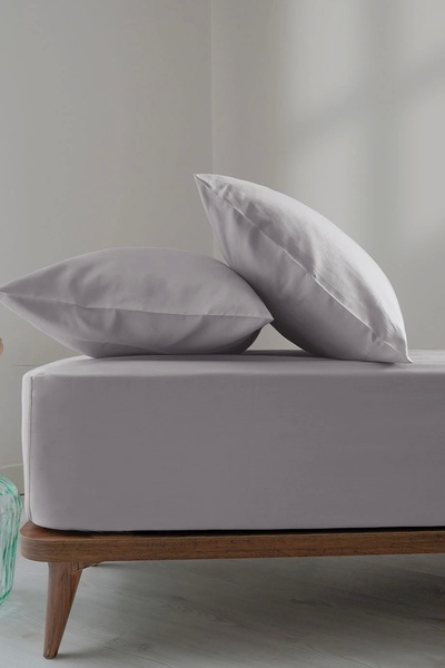 İssimo Home Simply Ice Gray Cotton Satin Fitted Set 120*200/50*70