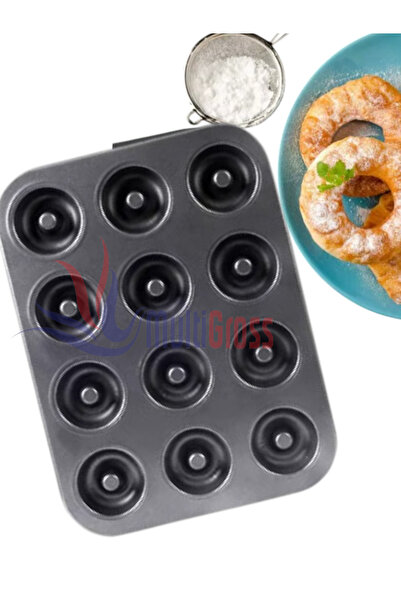 Multiamo Pack of 12 Fireproof Non-Stick Donut & Muffin & Cupcake Molds