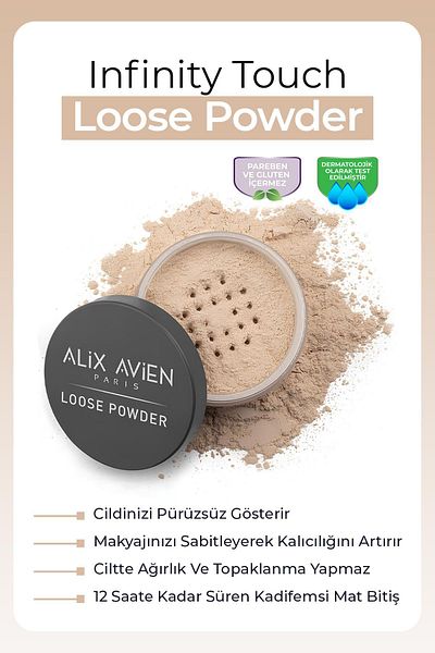 Alix Avien Silky Powder Powder - Fixing Effect Matte Finish - Loose Powder 03 Soft Apricot