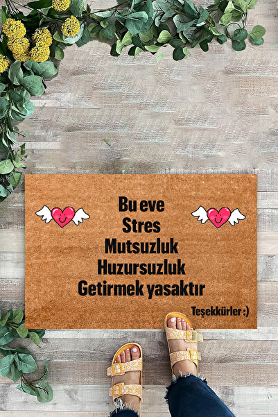 KARMAT Bu Eve Stres Getirmek Yasaktır, Yazılı Paspas, Temalı Dekoratif Paspas...