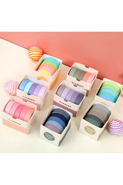 Limmy Vintage Washi Tape - Χαρτί κάλυψης με πολύχρωμη ταινία 5 τμχ, μωβ αποχρώσεις - N1
