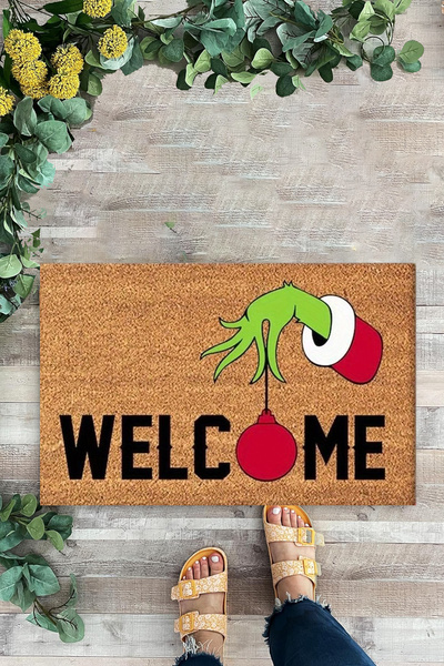 KARMAT زينة عيد الميلاد - ترحيب، سجادة باب داخلية وخارجية، طباعة رقمية مزخرفة