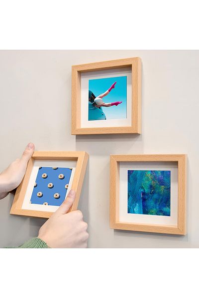 Nobbystar إطار صور خشبي مقاس 14 × 14 سم مع ممسحة - لاصق مربع من POLA مكون من 6 قطع