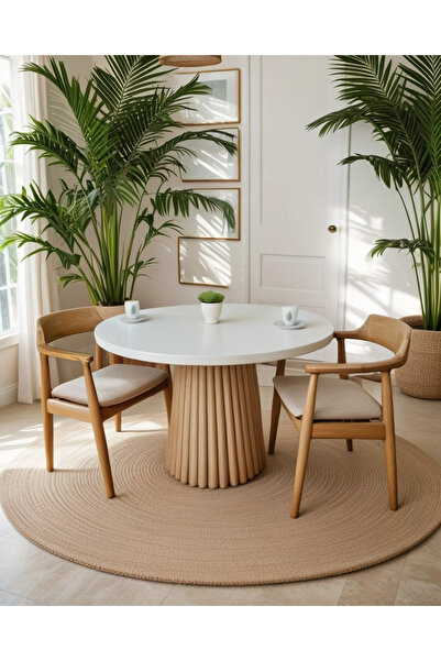 METSAN AKSESUAR Papatya  Ahşap Yuvarlak Masa Takımı
