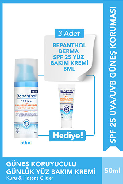 Bepanthol Derma Spf 25 Günlük Yüz Bakım Kremi & 3 Adet Yüz Bakım Kremi 5ml - ...