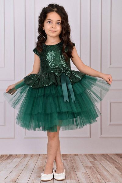 DAFİTO KİDS Rochie verde de Anul Nou cu paiete
