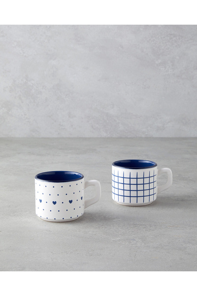 English Home Remixy Seramik 2'li Fincan Takımı 184 ml Mavi