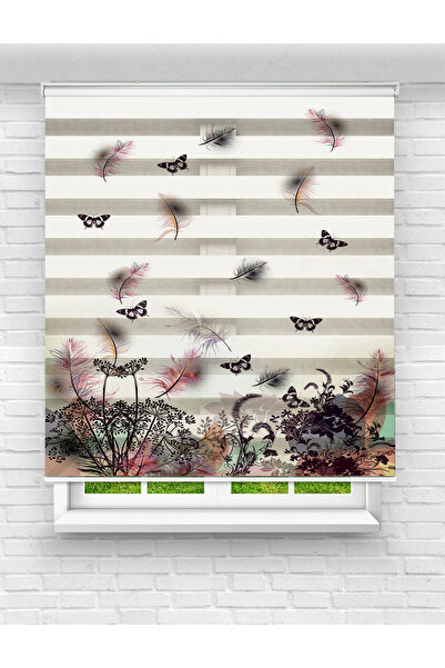 Mas Çiçekler ve Kelebekler Baskılı Zebra Perde | Doğal ve Romantik