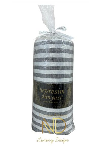 ıvırzıvırr Anthracite Double Striped Micro Satin Bed Sheet and Pillowcase Set